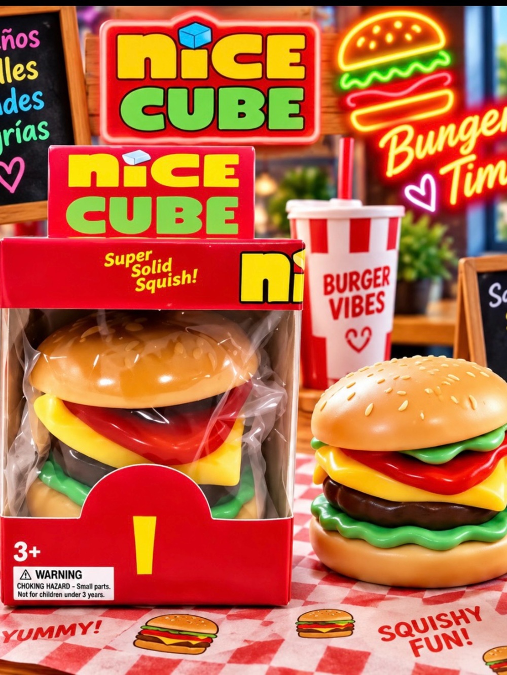 Red Burger Squishy Toy - Brand